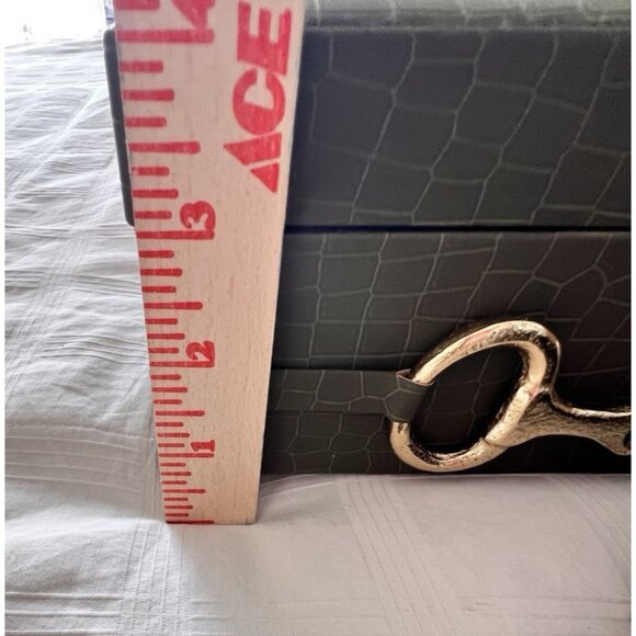 S/2 Vegan Crocodile Decorative Boxes GREEN GOLD EQUESTRIAN Jewelry Storage - Picture 8 of 16